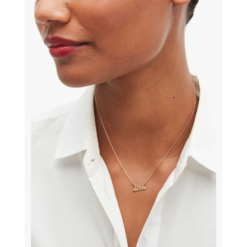 Kate Spade "Mrs" Gold Tone Necklace Size 18” chain
